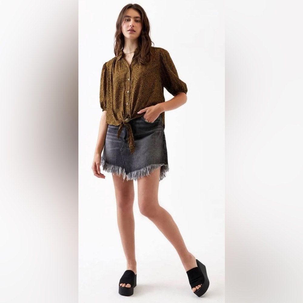 Free People We The Free Bailey Fringe Denim Mini Skirt